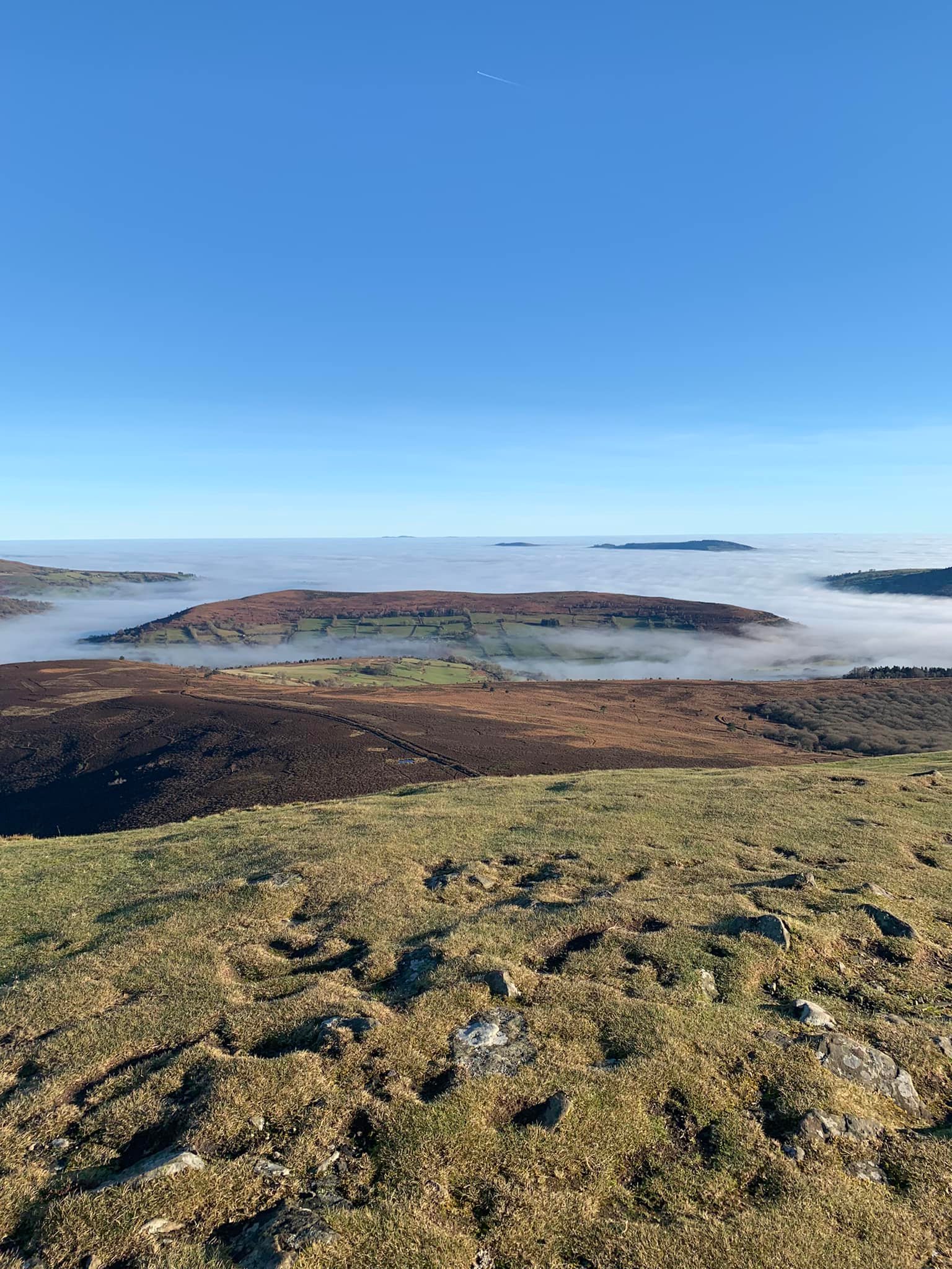 , Cloud Inversion experience from the Sugar Loaf Mountain in the Brecon Beacons, Welsh Man Walking