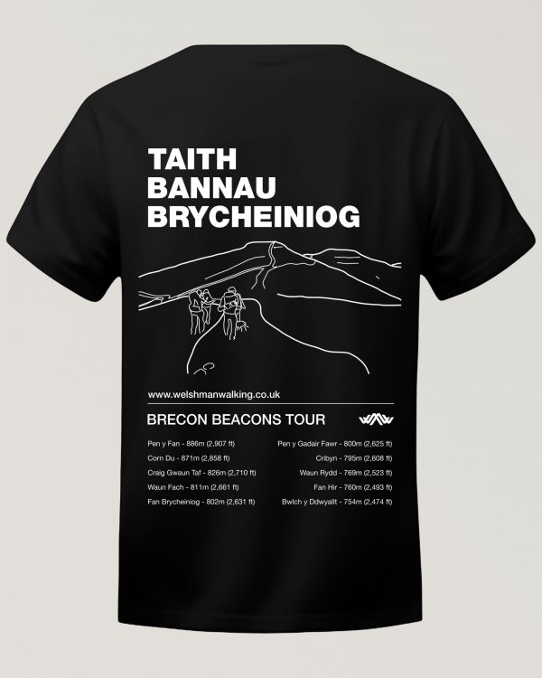 Brecon Beacons Tour T-Shirt in Black - Bannau Brycheiniog
