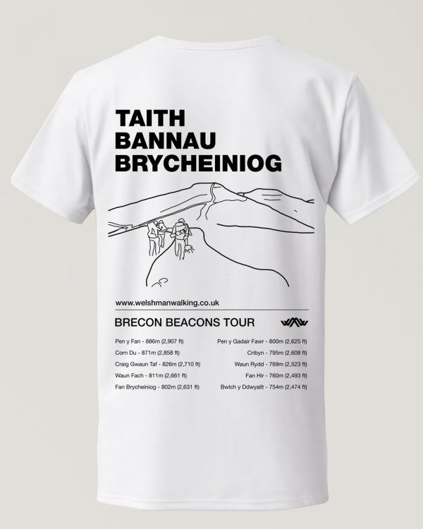Brecon Beacons Tour T-Shirt in White - Bannau Brycheiniog